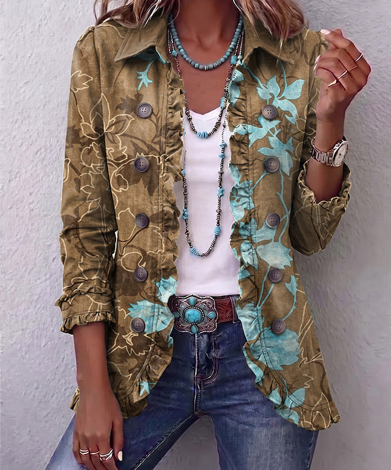 Gloria | Chaqueta Floral Degradado con Volantes