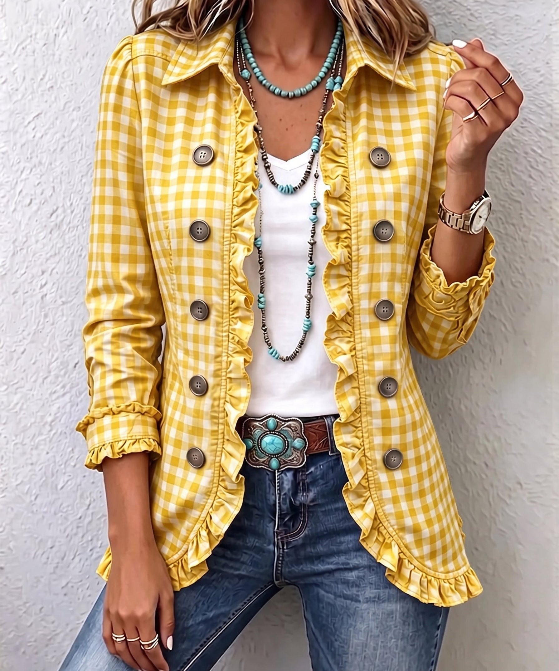Encarna | Chaqueta de Cuadros Vichy con Volantes