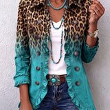 Casandra | Blazer de Leopardo Degradado con Volantes
