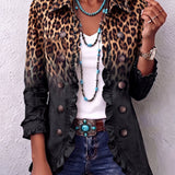 Águeda | Chaqueta Blazer Leopardo Negro con Volantes
