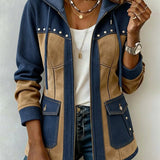 Valeria | Chaqueta con Capucha en Marino y Camel