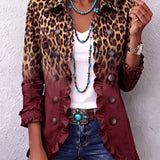 Bernarda | Chaqueta Blazer Leopardo Vino con Volantes