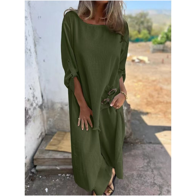 Cotton Linen Dress Pants Two-Piece Set